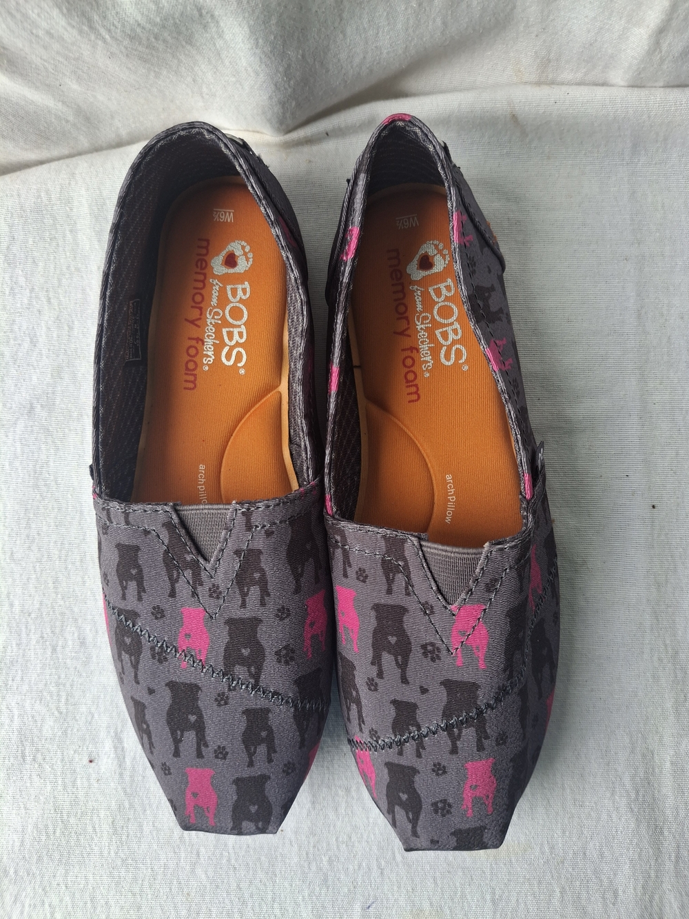 Skechers Women's Gray & Pink Slip-On Memory Foam Flats
